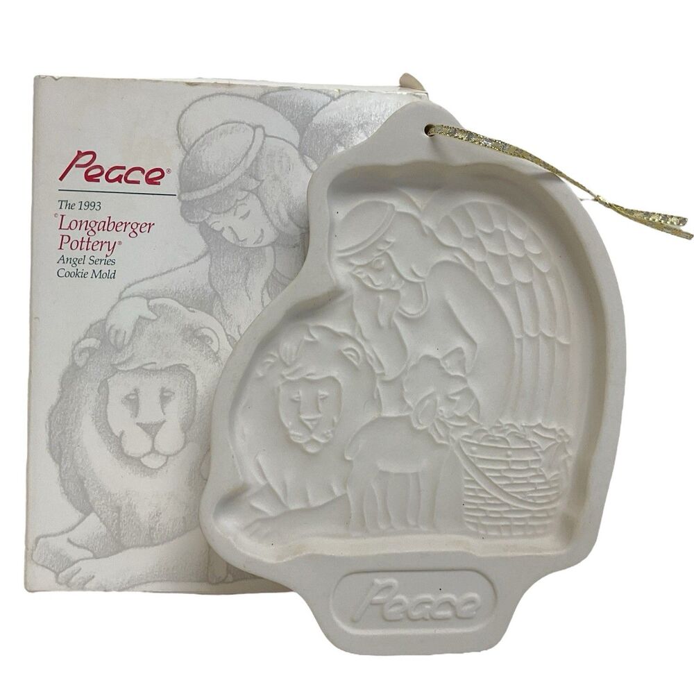 NIB Vintage 1993 Longaberger Pottery Angel Series Cookie Mold Peace‎ Christmas
